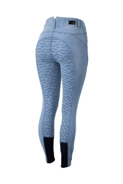 * Cecilia Denim Naisten Kokopaikkaiset Ratsastushousut Silikonipainatuksilla Ja Tikkauksilla Takana