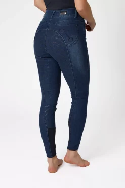 * Kaia Denim Kokopaikkaiset Ratsastushousut Silikonipainatuksilla Ja Kristallisomisteilla