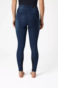 * Kaia Denim Kokopaikkaiset Ratsastushousut Silikonipainatuksilla Ja Kristallisomisteilla