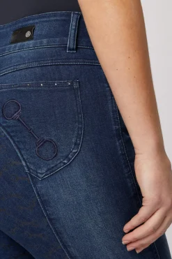 * Kaia Denim Kokopaikkaiset Ratsastushousut Silikonipainatuksilla Ja Kristallisomisteilla