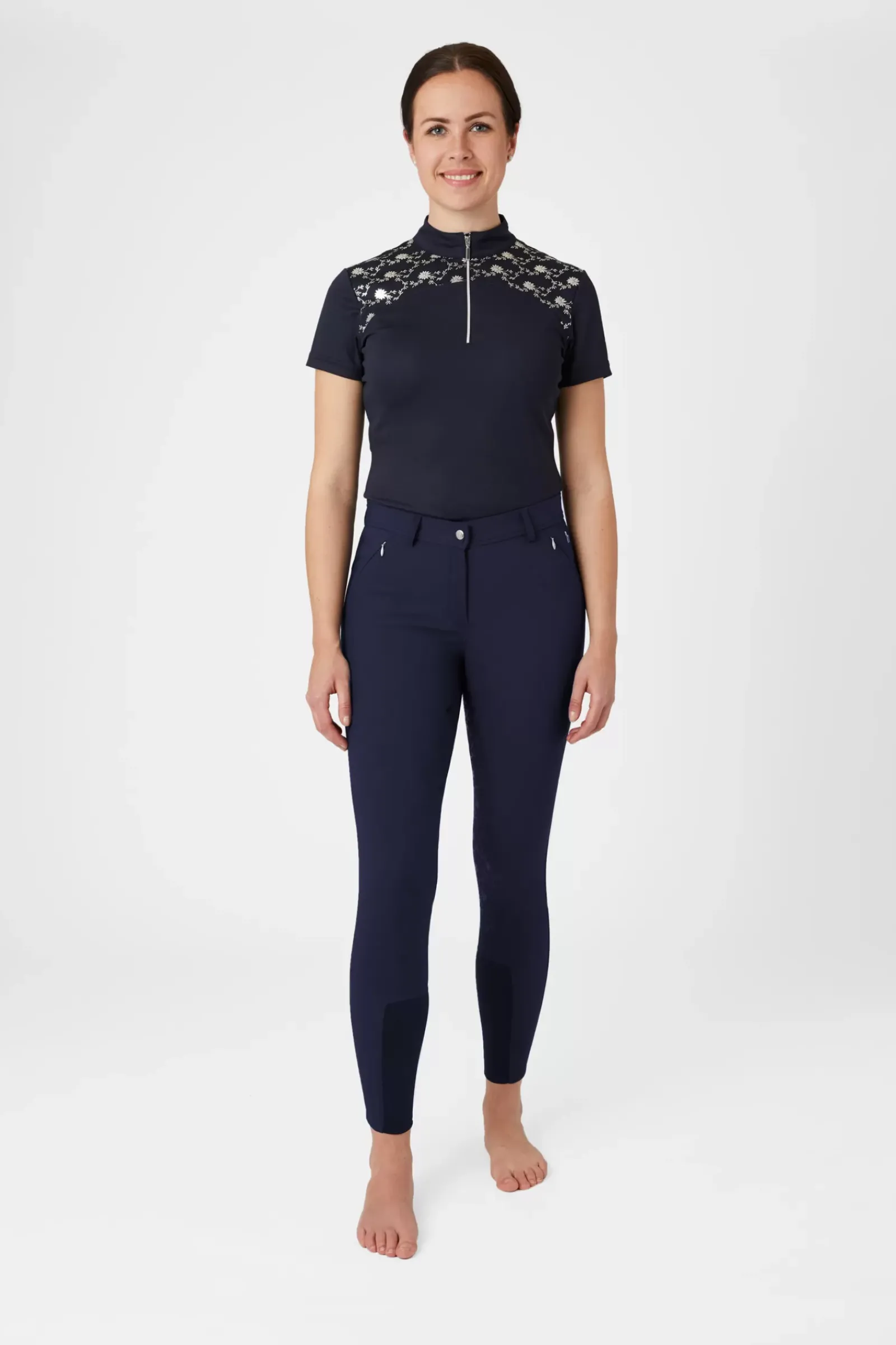 * Kaitlin Naisten Kokopaikkaiset Ratsastushousut Kukkapainatuksilla