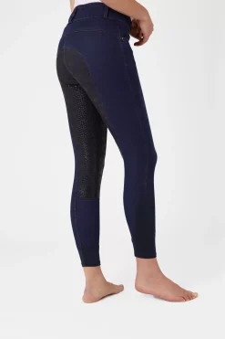 * Naisten Denim Ratsastushousut Nahkaisilla Kokopaikoilla Ja Silikonipainatuksilla