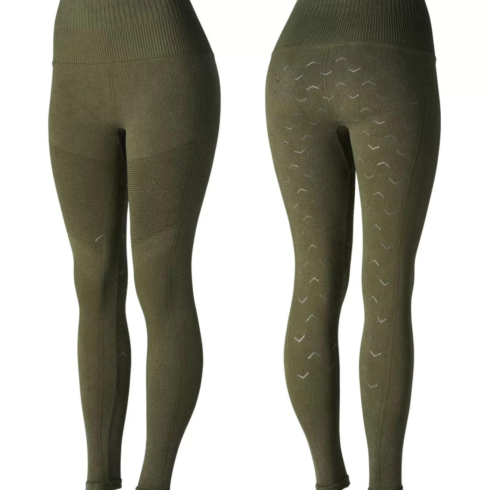 * Vanessa Denim-Look Naisten Saumattomat, Kokopaikkaiset Ratsastusleggingsit Silikonipainatuksilla