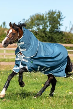 New horseware Ameco Bravo 12 Plus Ulkoloimi Irrotettavalla Kaulakappaleella, 100 G Teal/ Grey