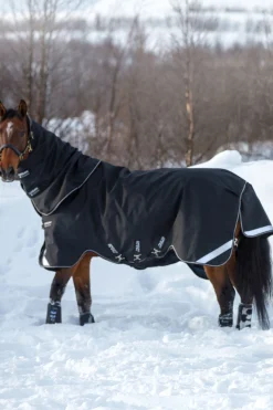 Hot horseware Amigo Super Bravo Plus, Ulkoloimi Irrotettavalla Kaulakappaleella, 250 G Black/Black/White